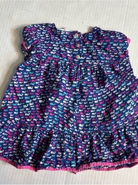 Vineyard Vines with Target Girls Navy Whale Logo Print Dress 18 months Ruffles